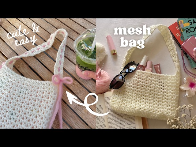 how to crochet the cutest mesh bag (any size!) | beginner-friendly tutorial + easy V-stitch pattern