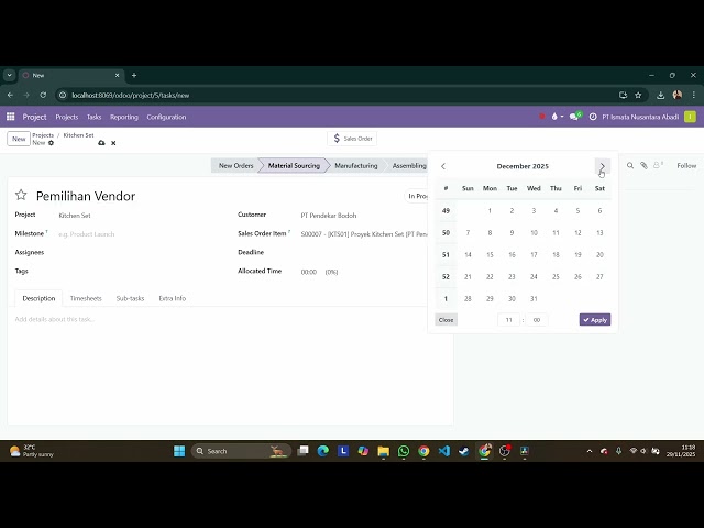 [Odoo 18] Project 2 - Stage and Task