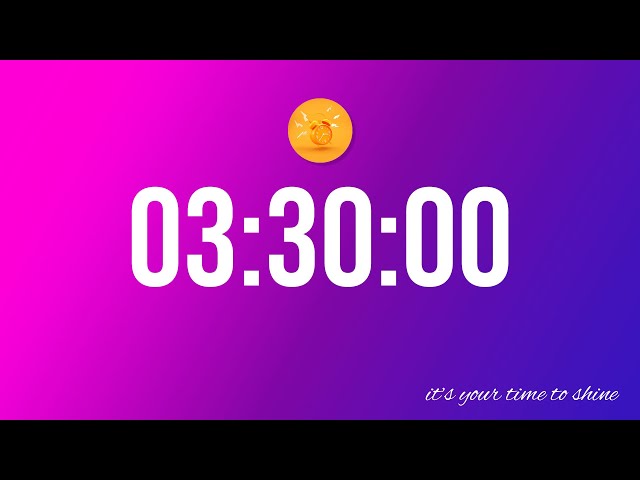 3 Hour 30 Minute (210 Minute) Countdown Timer with Uplifting Music as ALARM