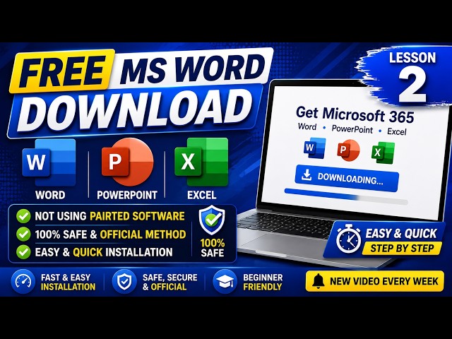How to Download MS Word for FREE in 2026 🔥 | Word + PowerPoint + Excel | Lesson 2