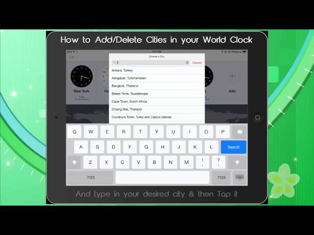 Beginning computer iPad lessons- How to Add/Delete a City in your World Clock on an iPad