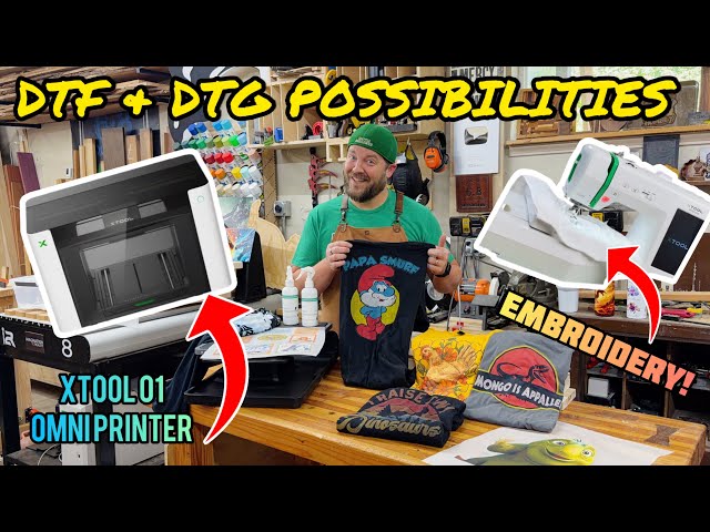 UV Printer AND DTG + DTF: xTool O1 Omni UV/DT Printer- Fabrics & Embroidery