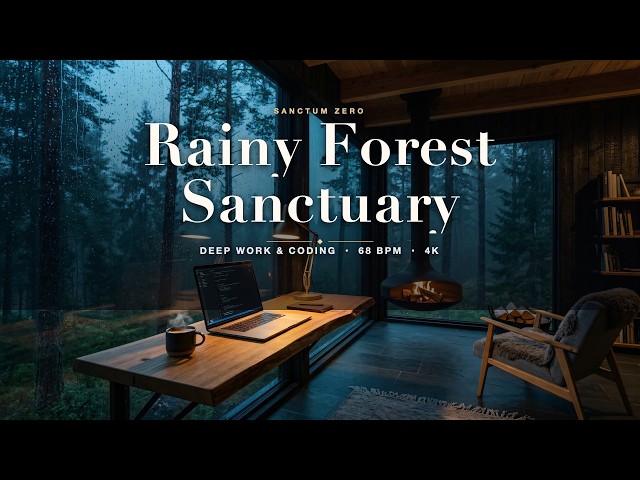 Rainy Forest Sanctuary | Deep Coding & Focus Music (68 BPM Alpha Waves) • 4K