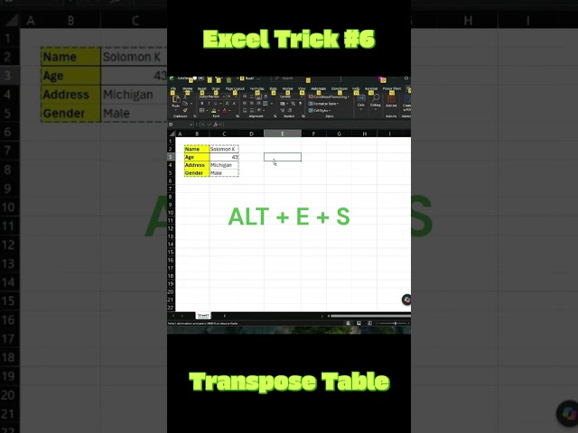 Excel Trick #6 - Transpose Table