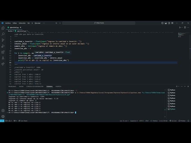 EJERCICIO 5 - BUCLES EN PYTHON: BUCLE FOR Y WHILE📚👨‍💻