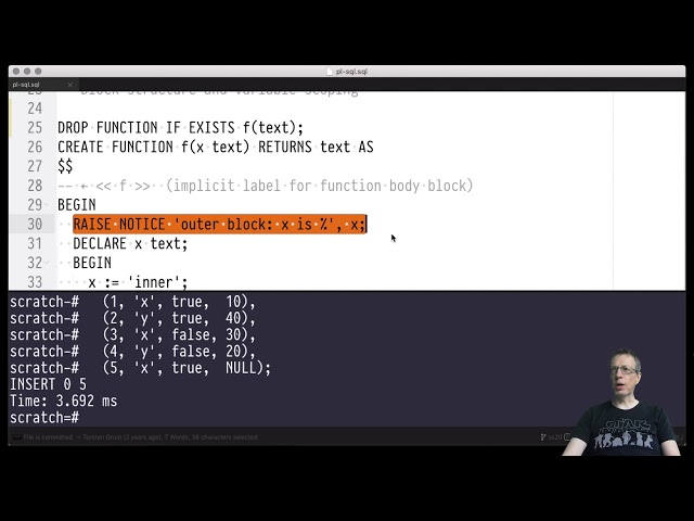 Advanced SQL — Chapter #07 — Video #53 — PL/SQL: block structure, variable declarations and scoping