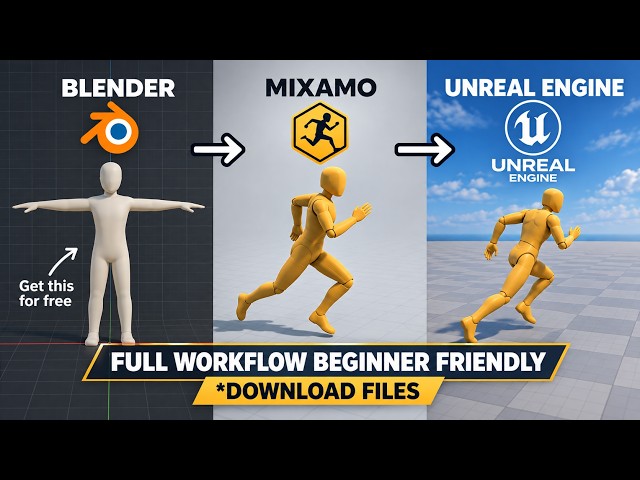 Custom Character using Blender to Mixamo to UE5 EASY (Download files)