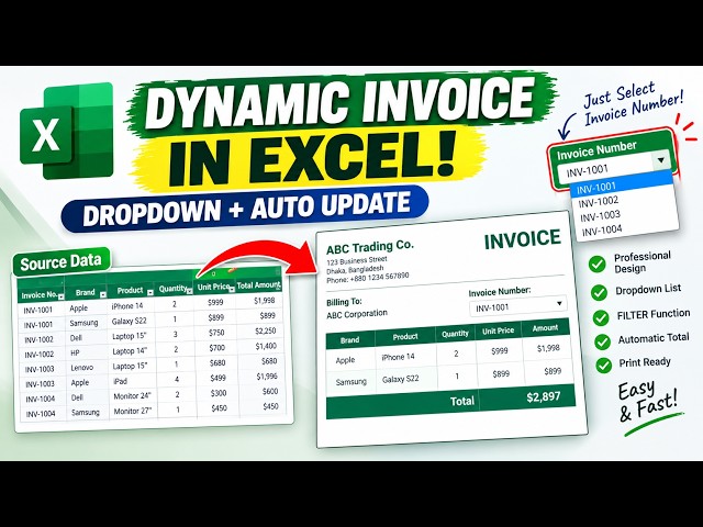 Create a Dynamic Invoice System in Excel (No More Separate Sheets!)