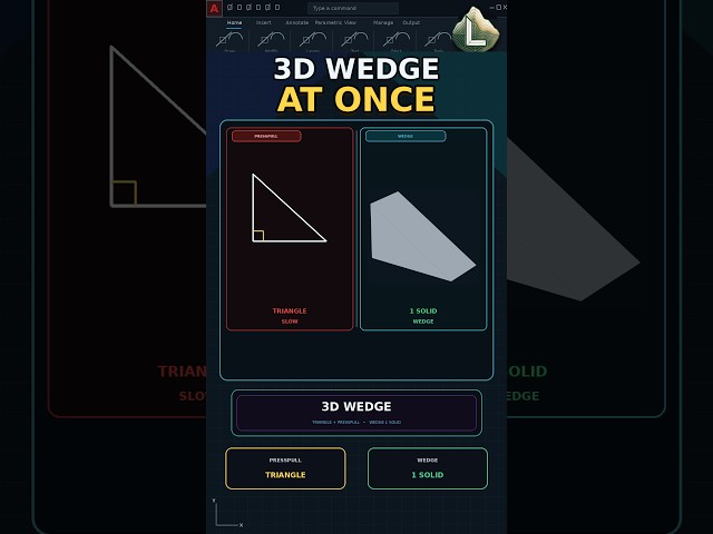 Make a 3D Wedge in AutoCAD with WEDGE #architecture #cadland #autocad