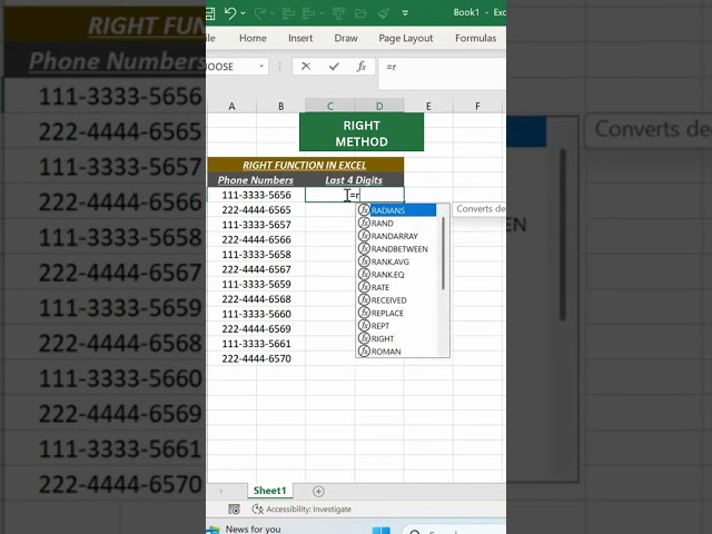 Master The Right Function in Excel In Just Seconds #excel #rightfunction #learnexcel #dataanalysis