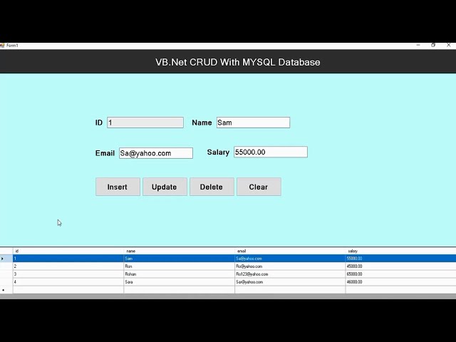 CRUD Operations Using VB.Net and MYSQL Database