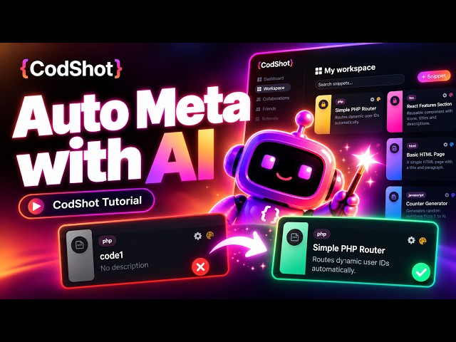 Generate Better Snippet Metadata with AI in CodShot | Tutorial