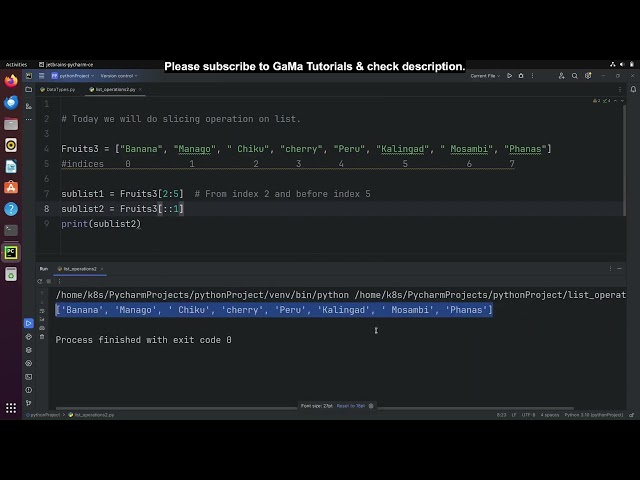 #9 Slicing | List Operation | Python Tutorials for Beginners | GaMa Tutorials