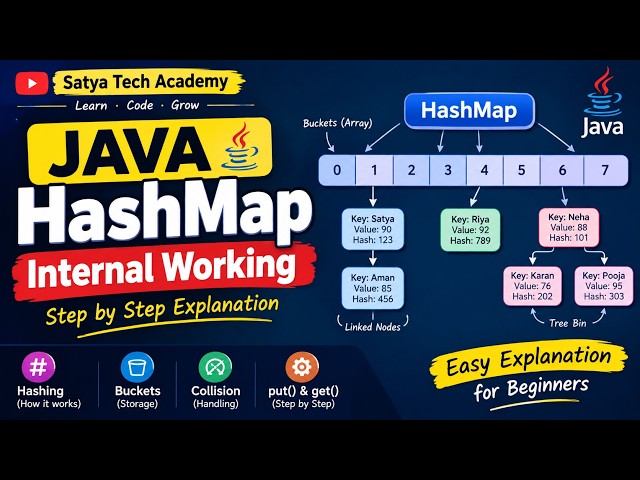 Internal Working of HashMap in Java 🔥 | Hashing, Collision, put() & get() | Hindi