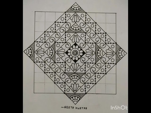 Drawing ofSquareDesign 6(Step by Step)#square#grid#design#mandala art#indian art@geetakwatra699