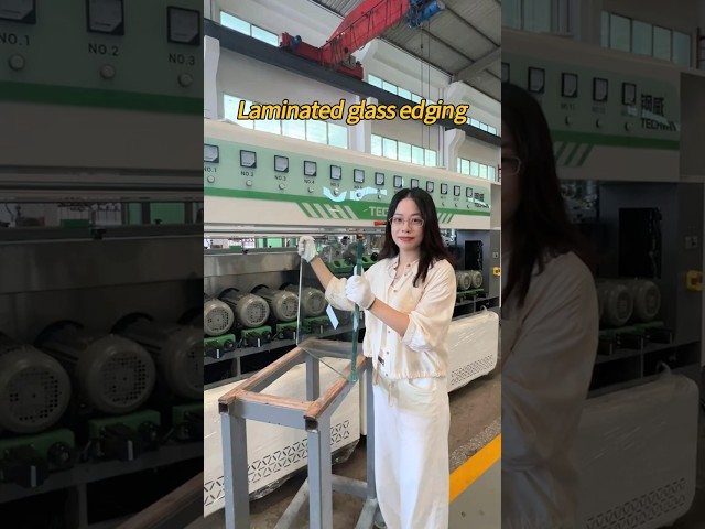 Techwin glass double edger for laminated glass processing #machine #glassprocessing #glass