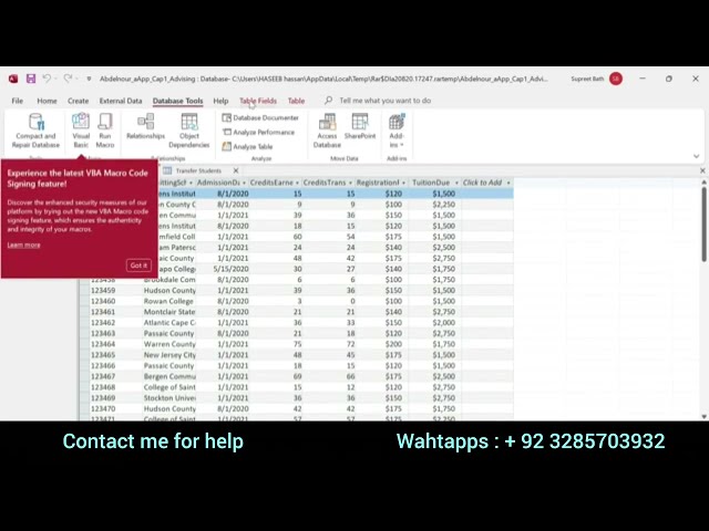Exp19_Access_App_CapAssessment - Transfer Student Advising 1.2