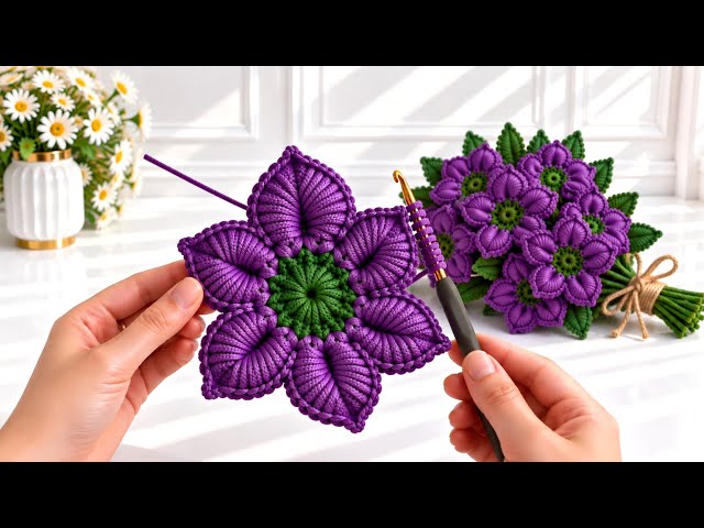 DON’T MISS THIS! 🌺 How to Crochet a Stunning 3D Flower | Easy Step-by-Step Tutorial