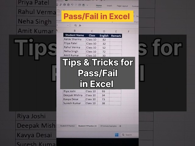 Excel में PASS/FAIL निकालने का सबसे आसान तरीका 😍 | IF Formula