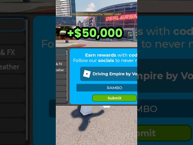 SECRET Money Code In Driving Empire!