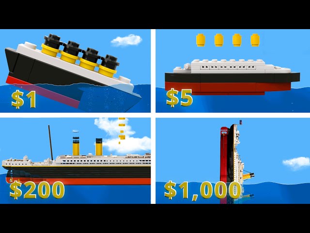 $1 vs $1000 LEGO Titanic in Floating Sandbox
