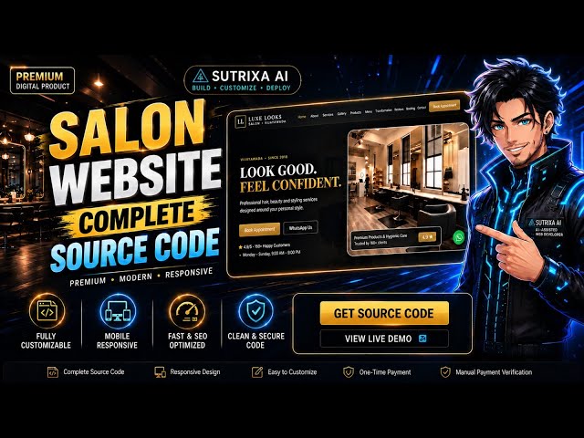 Professional Salon Website Project | Complete Source Code for Developers