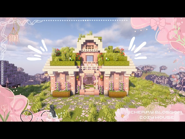 Minecraft | How To Build a Cozy Cherry Blossom House. 🌸˚˖𓍢ִ໋🌷͙֒✧🩷˚⋆