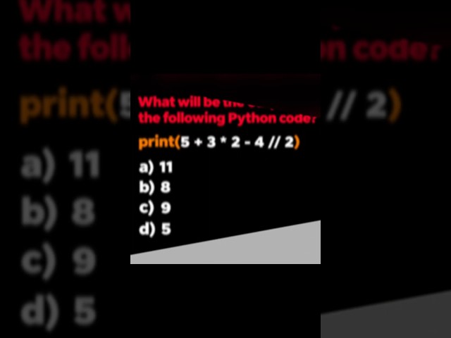 Python Coding MCQ 🔥 | Can You Guess the Output? 🐍💻 | Python Quiz #shorts #youtubeshorts