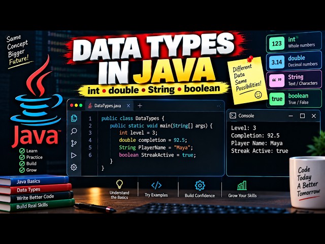 Java Data Types Explained | int, double, String, boolean | Java for Beginners #5