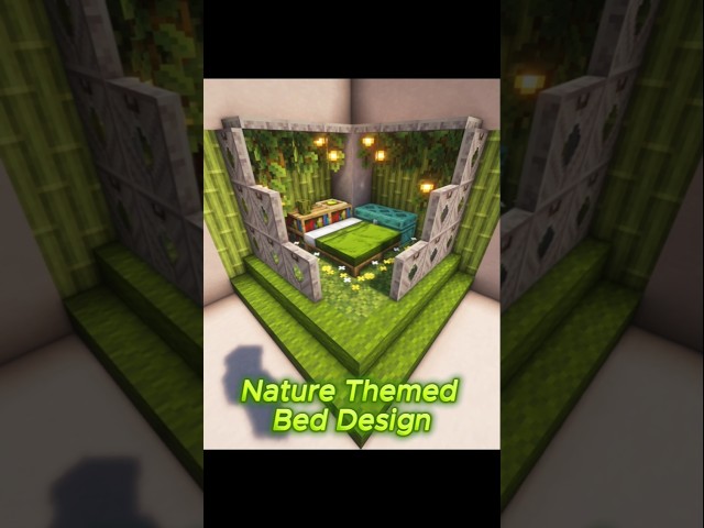 Nature Themed Bed Design #minecraft #shorts