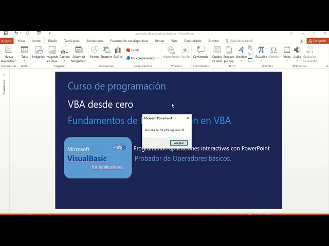 Visual Basic para Aplicaciones tutorial para principiantes. Probador de operadores basicos