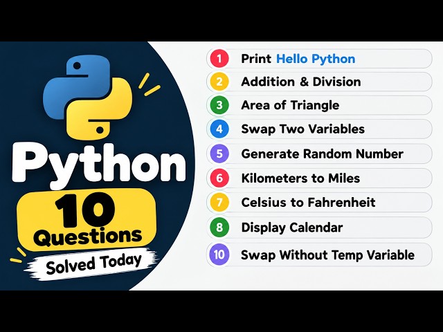 Python Practice: 10 Beginner Coding Questions Solved 🐍 | Python for Beginners