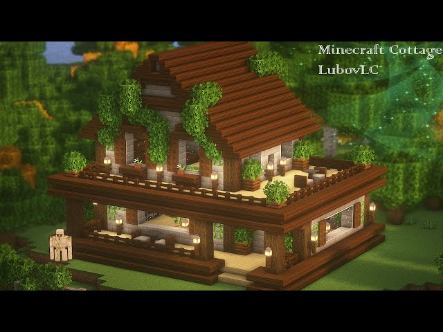 How to Build a Cottage House | Wooden House with Trading Hall | Minecraft Tutorial 🍀 (#47)