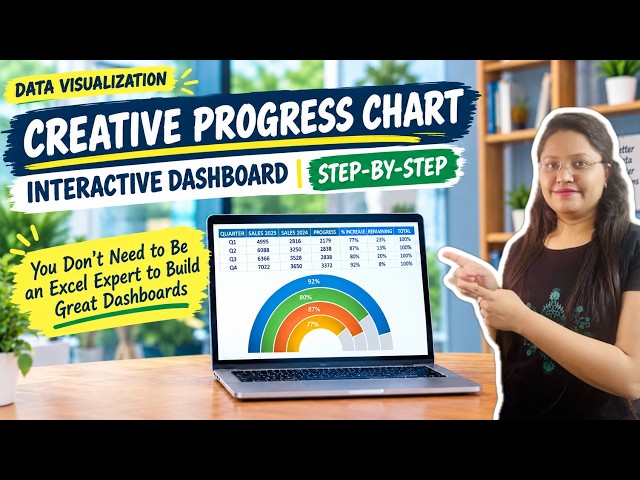 Design a Modern & Unique PROGRESS CHART in Excel Dashboards | Data Visualization | Step-by-Step
