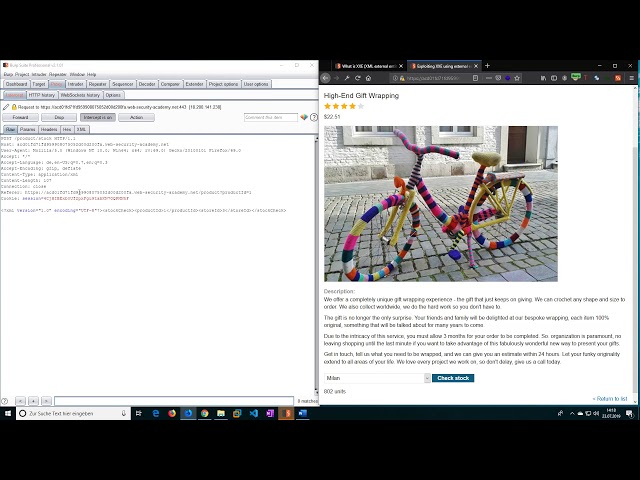 Exploiting XXE using external entities to retrieve files (Video solution)