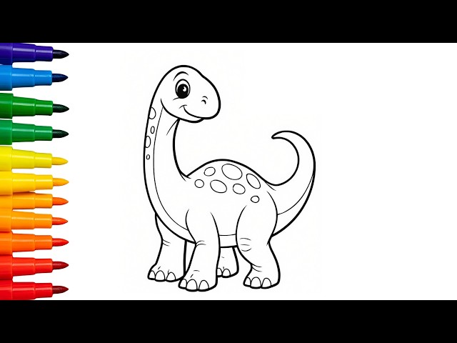 How to Draw Dinosaur 🦖 Easy with Alcohol Marker ✏️ | Fun Drawing Tutorial for Toddlers