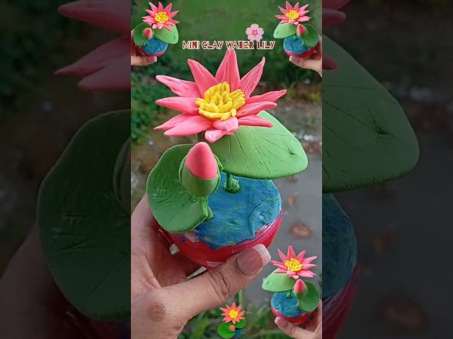 How to Make a Mini Clay Water Lily 🌸 | Cute & Easy DIY #shorts #diy @AfriNahiD #art