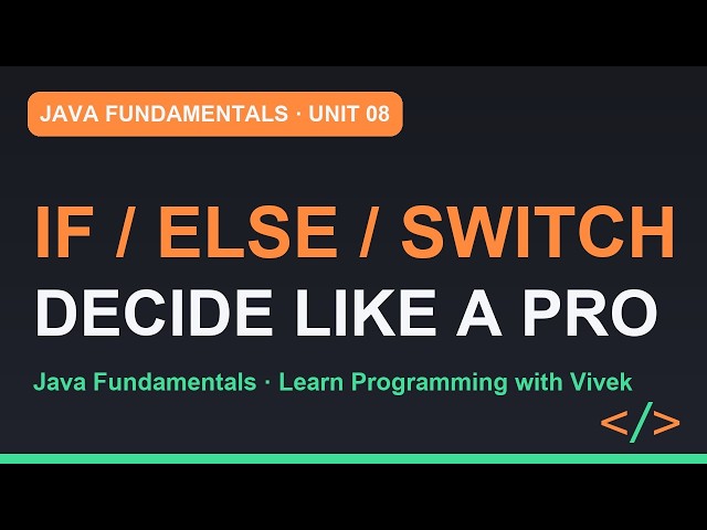 Java Fundamentals: Making Decisions: if, else, switch | Unit 08