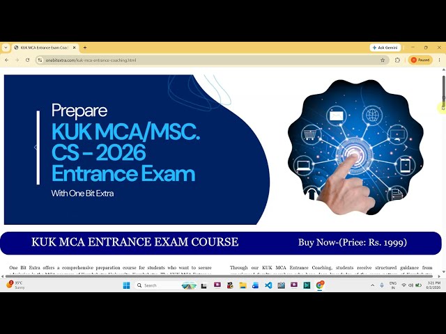 KUK MCA Entrance Exam 2026 Complete Preparation course | One Bit Extra |