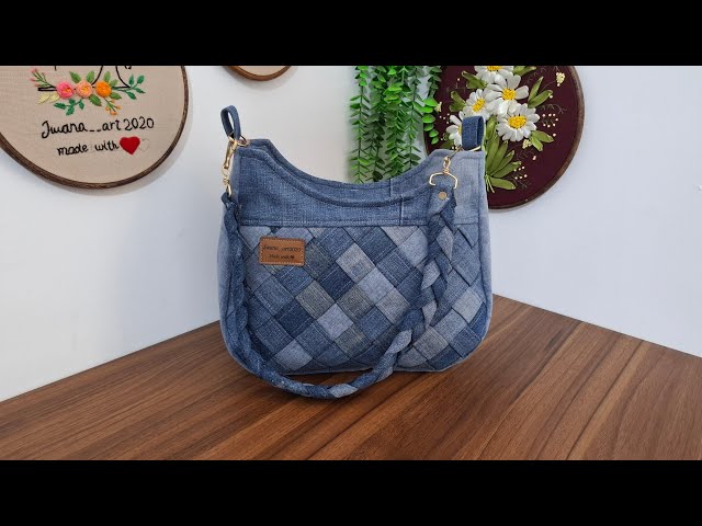 easy way to sew a luxury bag from old jeans:Easy trick for sewing a luxury bag