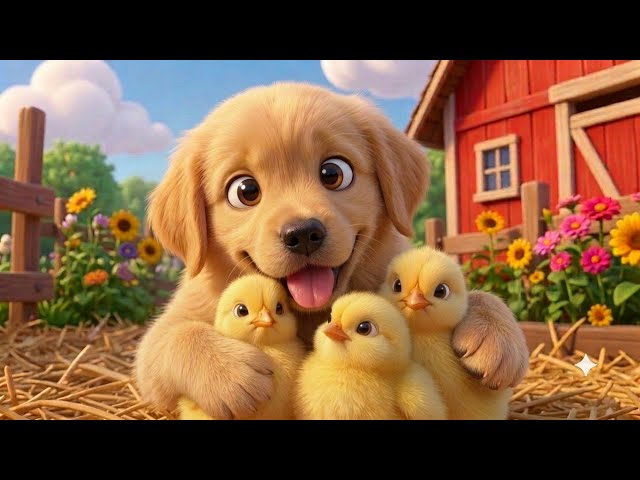 🐶 Golden Puppy Helps Lost Chicks | Animals Sounds for Kids | Cute Animals Adventure for Toddlers