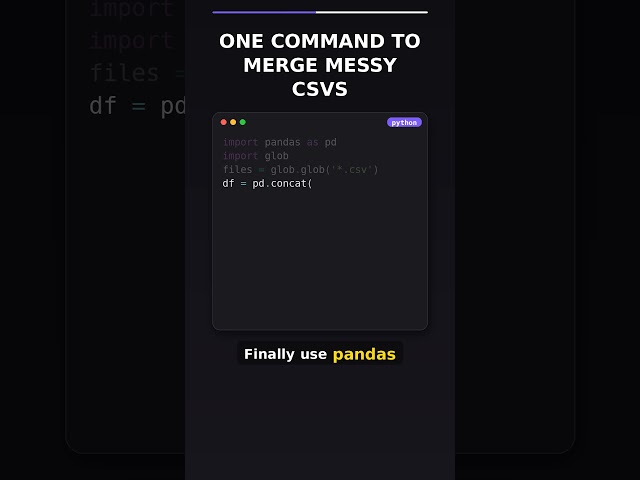 Python: Merge dozens of CSV files in 3 lines with pandas python #pandas #datascience #csv #coding