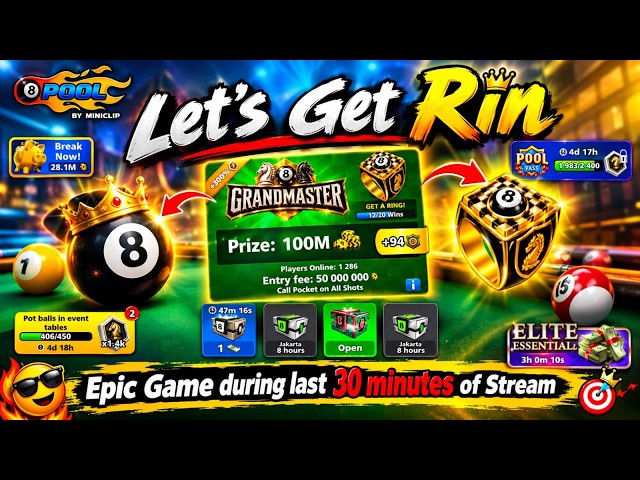 Let's get Ring EP 569 EPIC GAME PLAY  8 BALL POOL LIVE #8BP #8BALLPOOL #LIVE #8bplive no hack