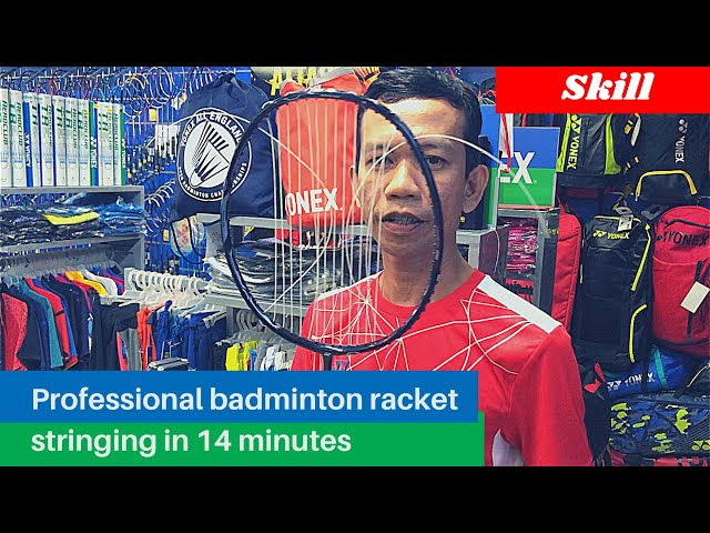 Professional badminton racket stringing in 14 minutes