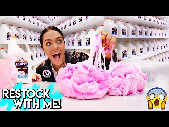 RESTOCK MY SLIME SHOP WITH ME! lake sloomoo editon *100 gallons of slime*