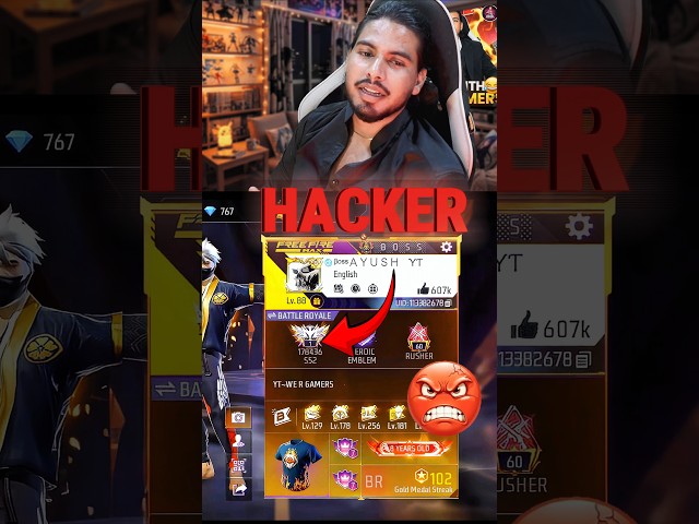 BOSS AYUSH REGION TOP 1 IS HACKER 🤬 free fire region top 1 player using hack #freefire #shorts