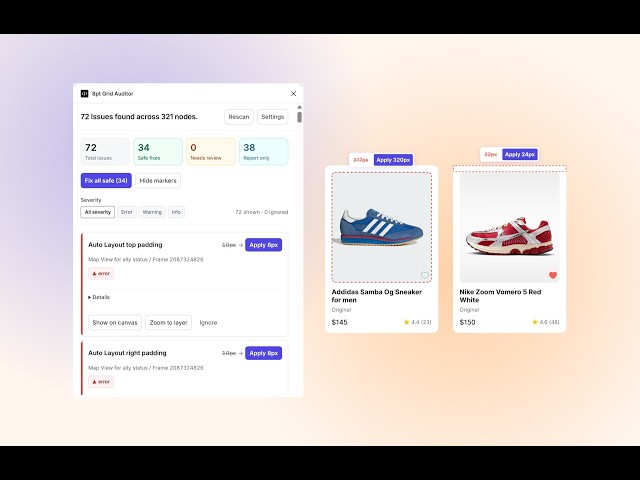 8pt Grid Auditor for Figma – Check Spacing & Fix Off-Grid Layouts in Seconds