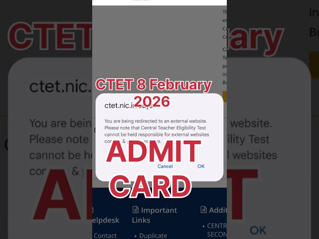 CTET ADMIT CARD || CTET 8 FEBRUARY 2026 Admit Card || How to check || How to download