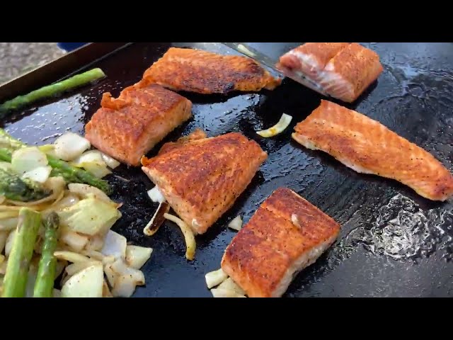 Blackstone Griddle Season No Catch and Salmon Cook