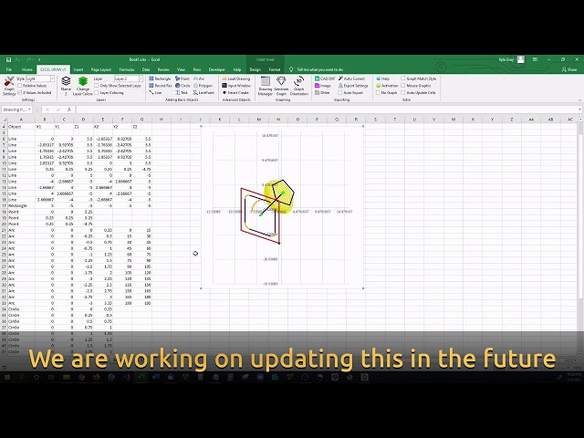 Excel Draw v5 Training Part 2 - Advance Objects, Opening DXF in Excel, Command Input, Smart Create